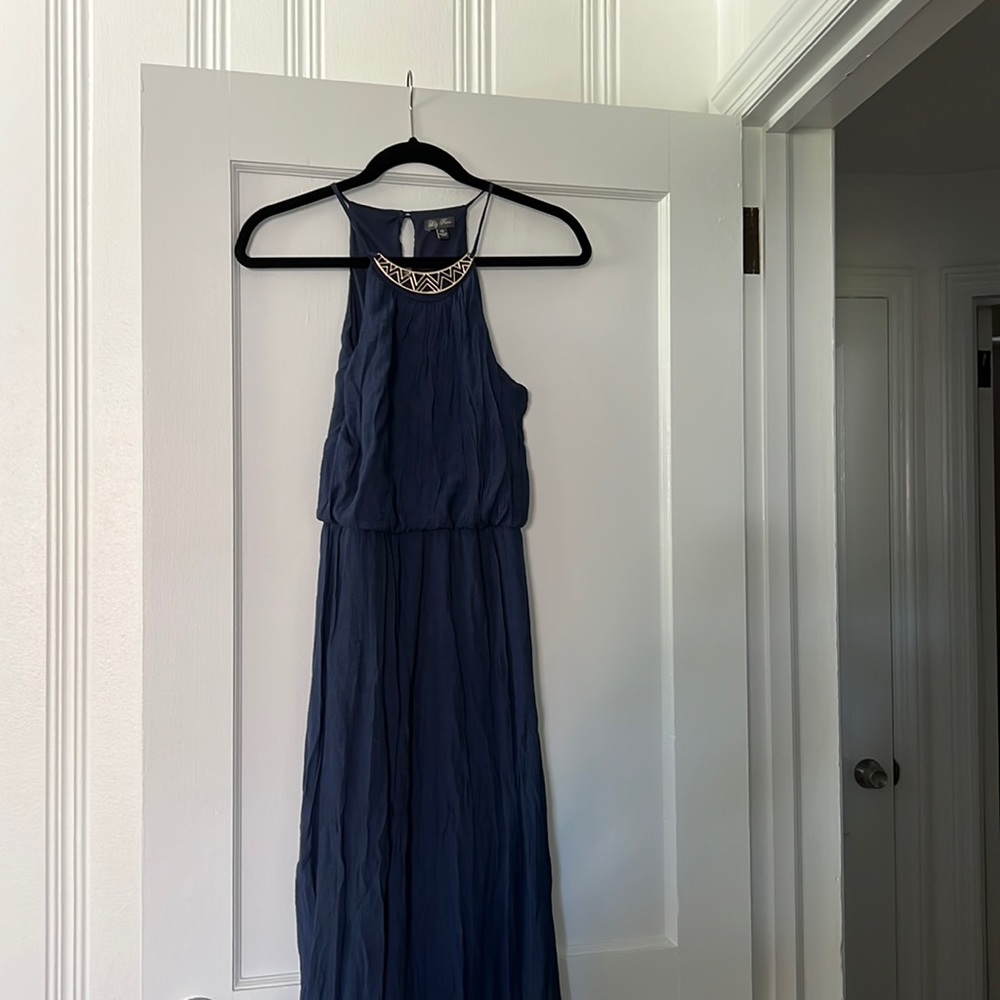 Navy blue floor length dress